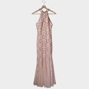 Xscape Lace Halter Mermaid Maxi Gown Dress, size 2